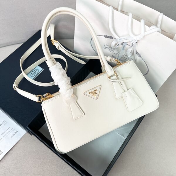 Prada Soft Grain Medium East West Galleria Double Zip Bag
